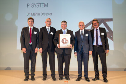 Awarded: Daniel Schrenk (LEUCO CEO, Sales and Marketing), Jury member Dr. Manfred Brandstetter, award winner Dr. Martin Dressler, Gerald Schweighofer, chairman of the LEUCO executive board Frank Diez, from left